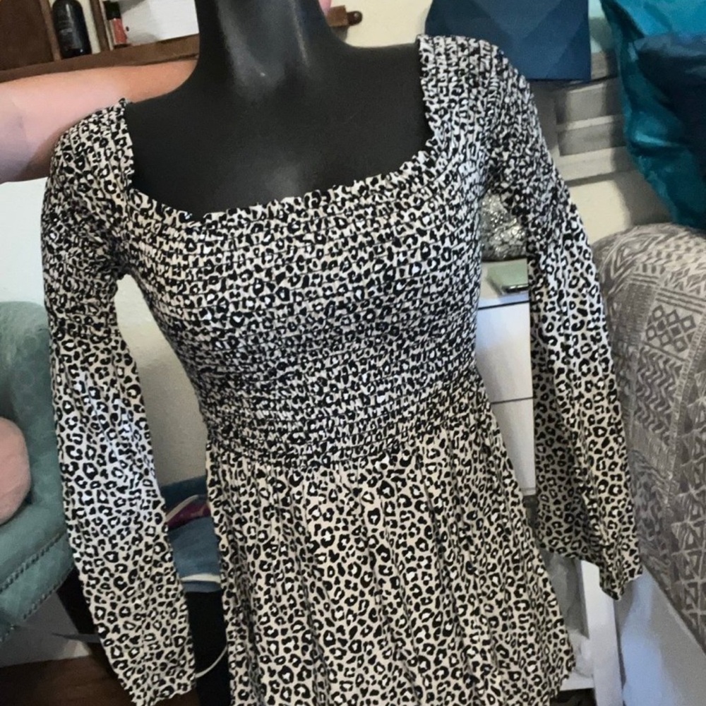 Vanilla Bay Black and White Smocked Top